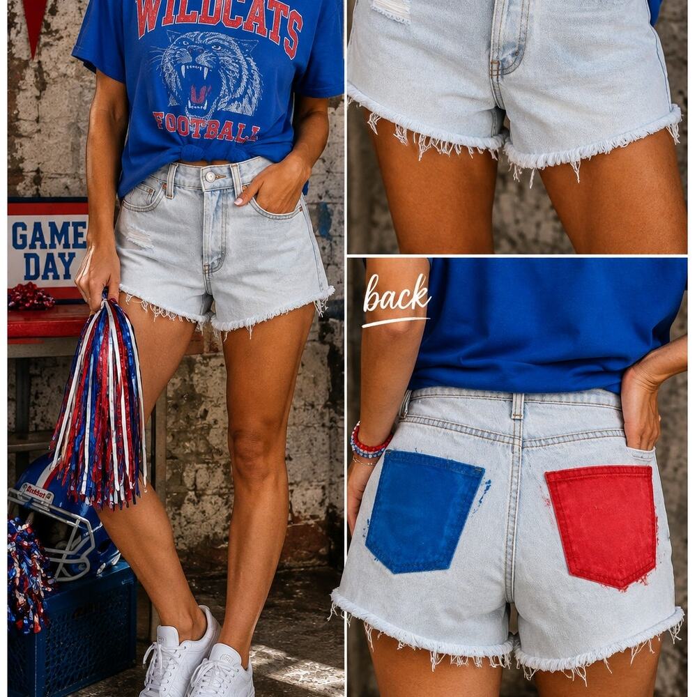 Wild Fable Super High Rise Cutoff Shorts Hand Painted Size 2